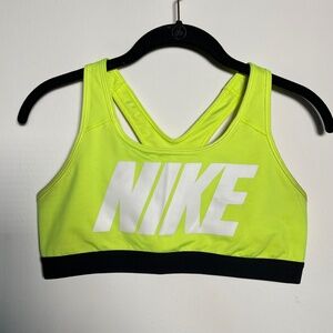 Nike Women's Pro Classic Logo Bright Volt / Black / White Sports Bra Large